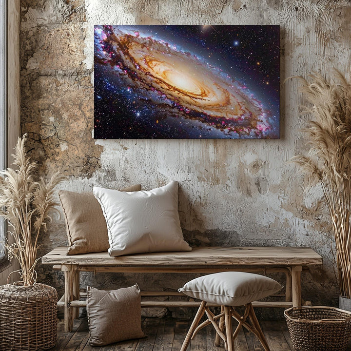 Angled Andromeda Galaxy Canvas – Golden Core with Spiral Arm Detail - Gifitto