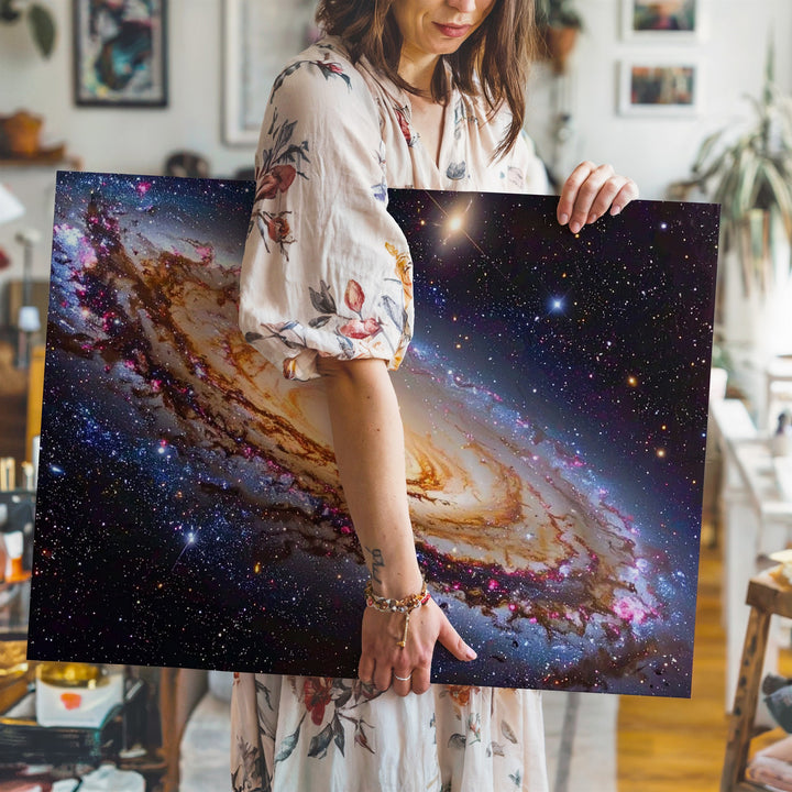 Angled Andromeda Galaxy Canvas – Golden Core with Spiral Arm Detail - Gifitto