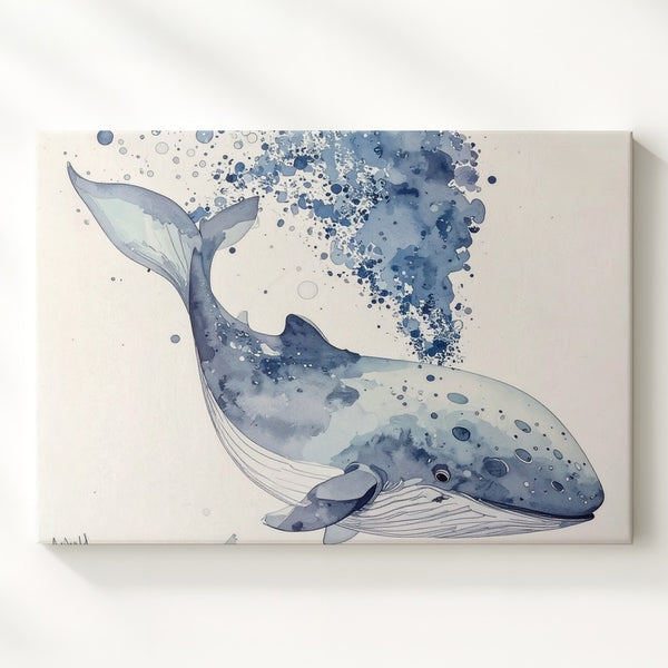 Dreaming Whale Watercolor Canvas – Gentle Ocean Fantasy Art