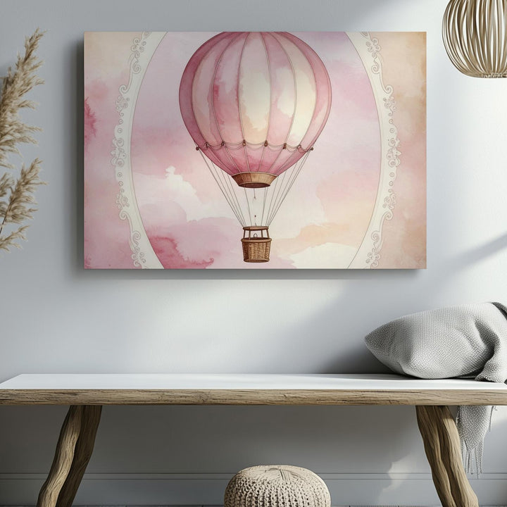 Whimsical Hot Air Balloon Canvas – Vintage Nursery Wall Art - Gifitto