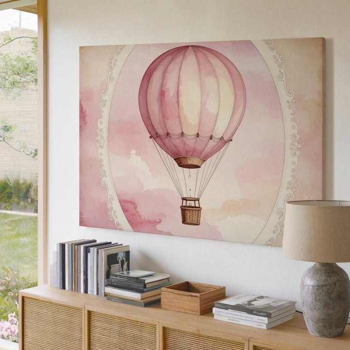 Whimsical Hot Air Balloon Canvas – Vintage Nursery Wall Art - Gifitto