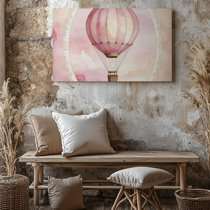 Whimsical Hot Air Balloon Canvas – Vintage Nursery Wall Art - Gifitto