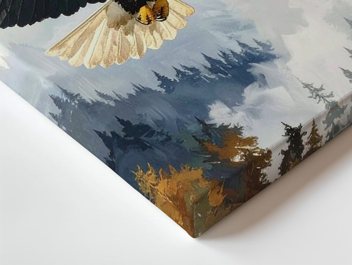 Majestic Bald Eagle Canvas – Powerful Flight over Misty Watercolor Wilderness - Gifitto