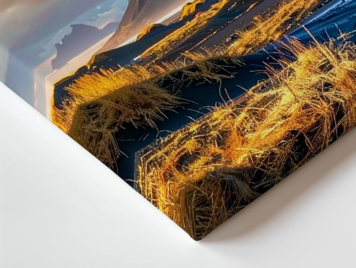 Golden Twilight Field Canvas – Dramatic Mountain Landscape with Vivid Sky - Gifitto