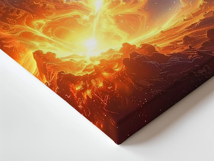 Fire & Ice Nebula Canvas – Dynamic Cosmic Clash in Orange and Blue - Gifitto