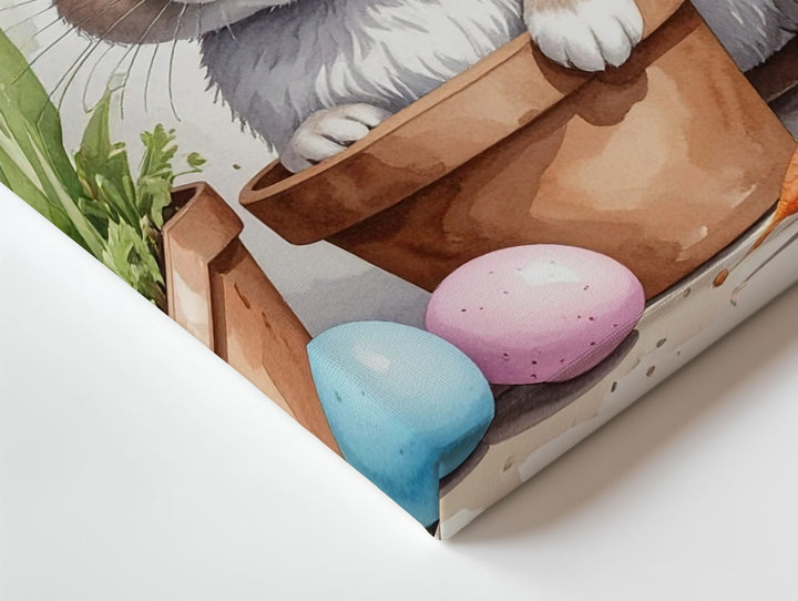 Playful Easter Bunny with Eggs Canvas – Cheerful Spring Wall Art - Gifitto