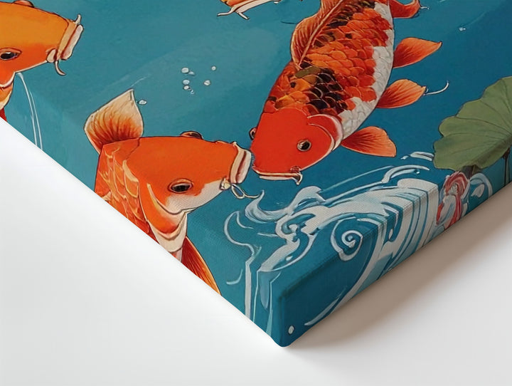 Koi Fish & Lotus Canvas – Traditional East Asian Style Aquatic Art - Gifitto