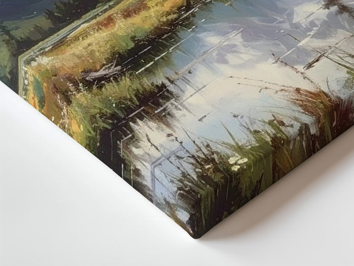 Pastel Alpine Mountain Canvas – Serene Snowy Peaks & Reflective Lake Landscape - Gifitto