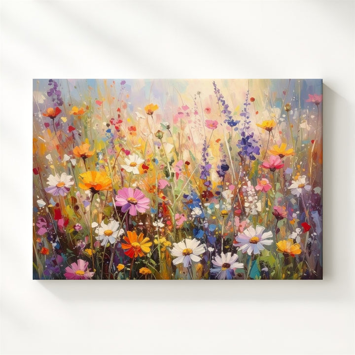 Vibrant Wildflower Meadow Canvas – Joyful Spring Impressionist Floral Art - Gifitto