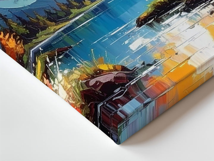 Vibrant Impressionist Mountain Canvas – Bold Palette Knife Landscape with Fiery Sky - Gifitto