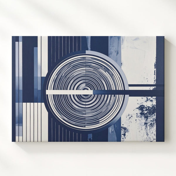 Navy Line Op Art Canvas – Geometric Optical Illusion Wall Art - Gifitto