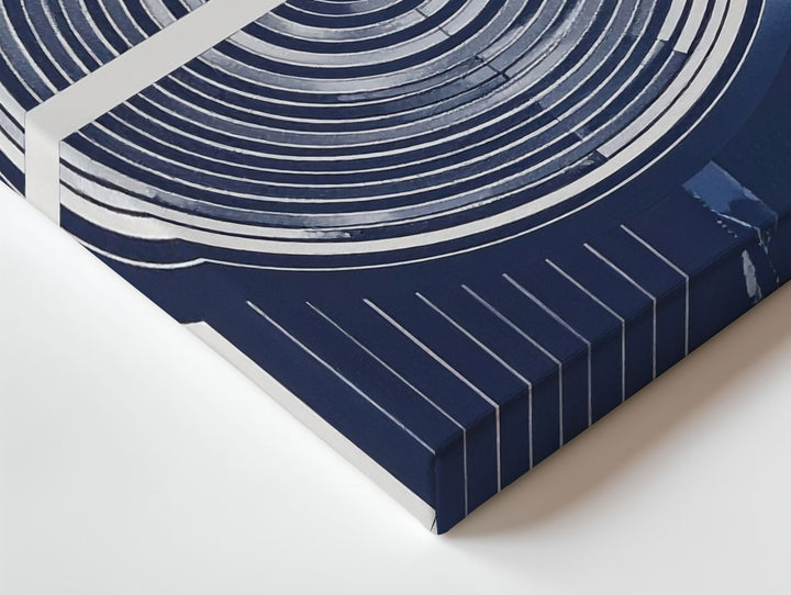 Navy Line Op Art Canvas – Geometric Optical Illusion Wall Art - Gifitto