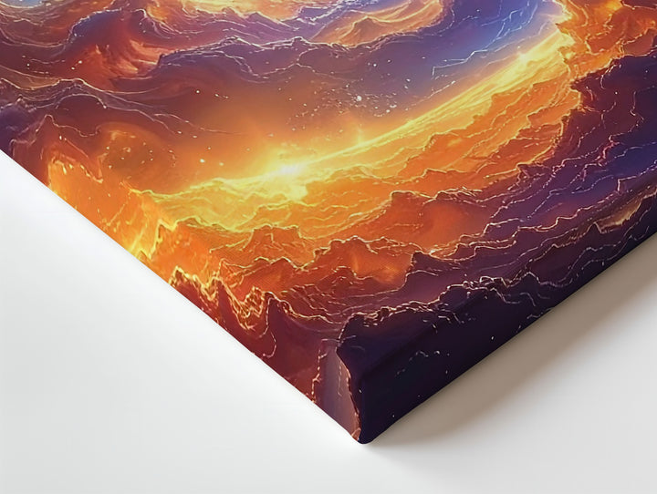 Interstellar Waveform Canvas – Glowing Orange & Blue Nebula Cloudscape - Gifitto