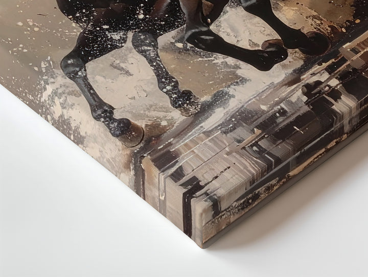 Thundering Shadows Canvas – Black Horses Galloping Through Water - Gifitto