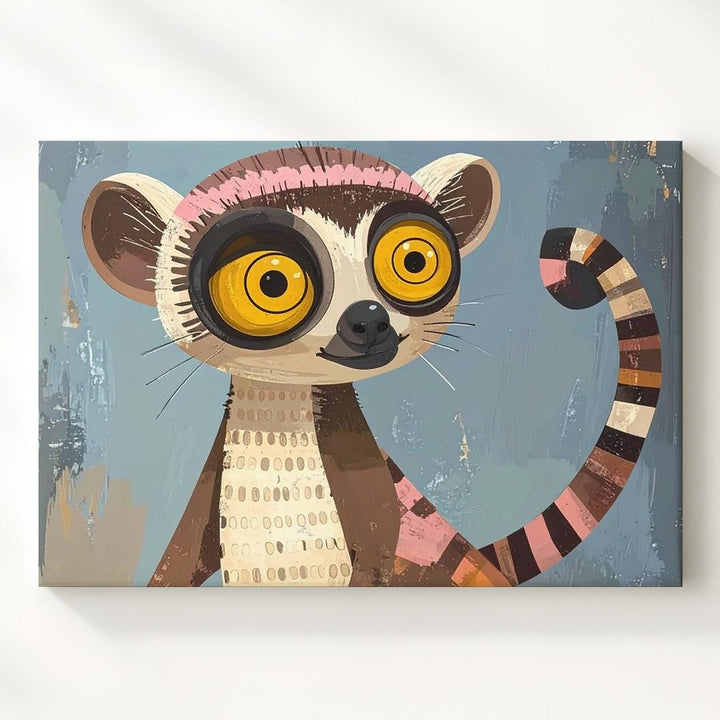 Quirky Lemur Character Canvas – Playful Kids Wall Art - Gifitto