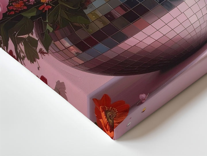 Disco Bloom Vase Canvas – Retro Floral Wall Art with Mirrored Glam - Gifitto