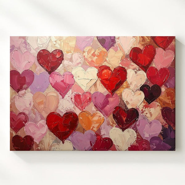 Heartfelt Collage Canvas – Textured Hand-Painted Heart Art - Gifitto