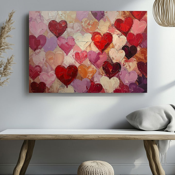 Heartfelt Collage Canvas – Textured Hand-Painted Heart Art - Gifitto