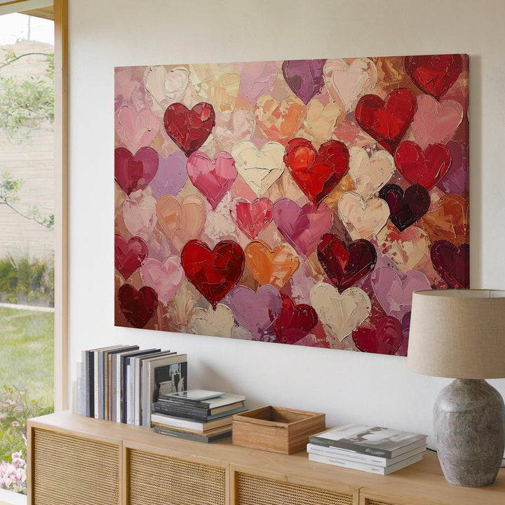 Heartfelt Collage Canvas – Textured Hand-Painted Heart Art - Gifitto