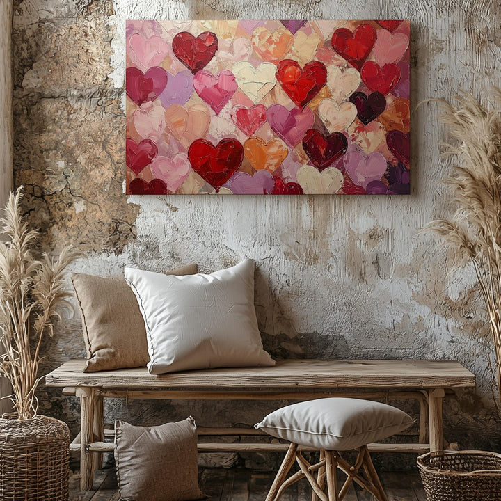 Heartfelt Collage Canvas – Textured Hand-Painted Heart Art - Gifitto