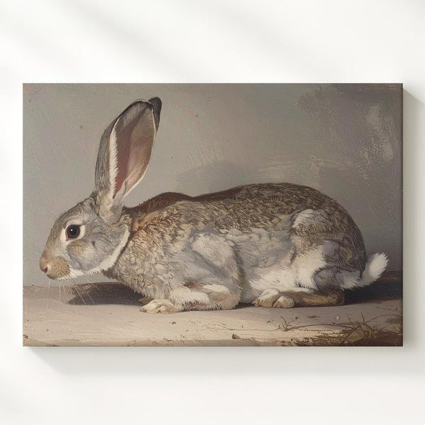Vintage Rabbit Portrait Canvas – Serene Rustic Wall Art - Gifitto