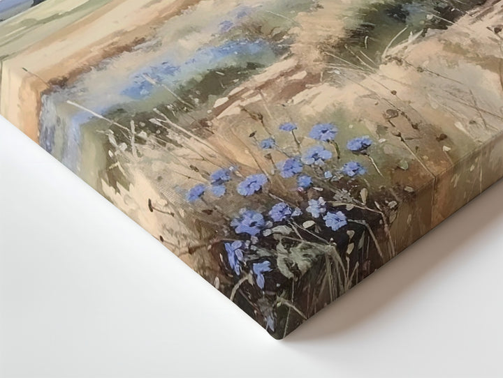 Ethereal Field Canvas – Soft Watercolor Wildflower Landscape with Cloudy Sky - Gifitto