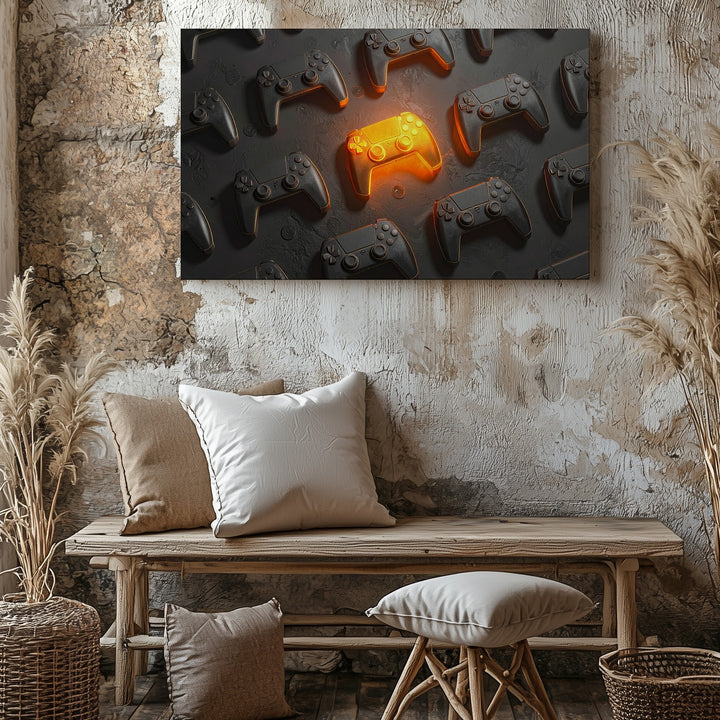 Standout Controller Canvas – Glowing Gamer Identity Wall Art - Gifitto