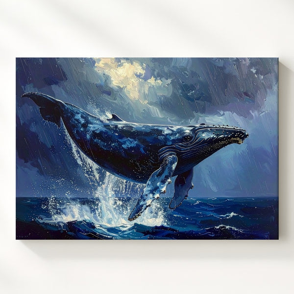 Breaching Majesty Canvas – Humpback Whale in Stormy Ocean