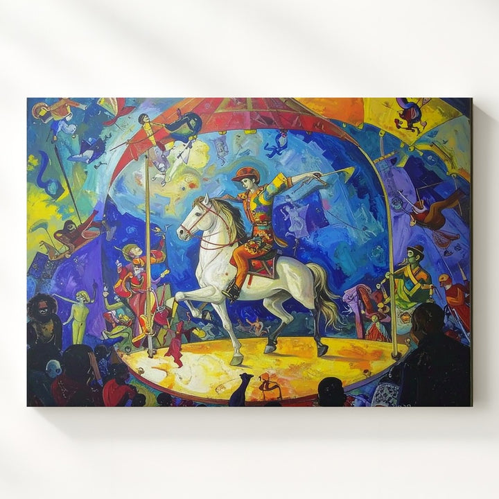 Cirque Éclat Canvas – Whimsical Horse & Performer Circus Scene - Gifitto