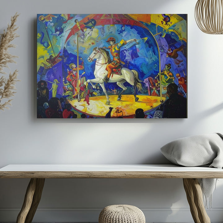 Cirque Éclat Canvas – Whimsical Horse & Performer Circus Scene - Gifitto