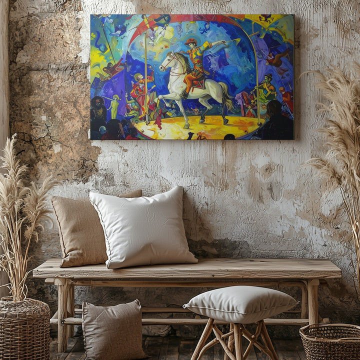 Cirque Éclat Canvas – Whimsical Horse & Performer Circus Scene - Gifitto