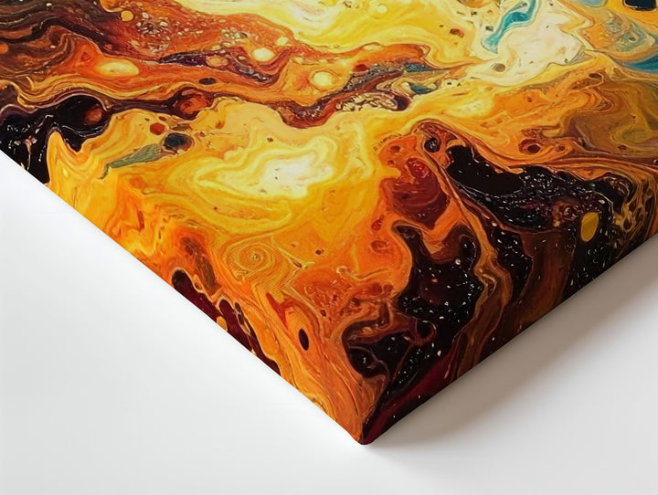 Cosmic Flow Canvas – Abstract Nebula in Orange, Teal & Violet Brushstrokes - Gifitto