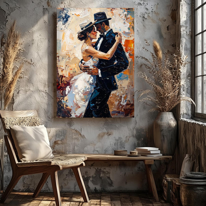 Passionate Dance Canvas – Romantic Couple in Tango Embrace - Gifitto