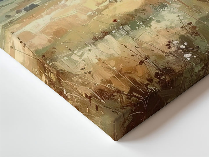 Golden Meadow Horizon Canvas – Impressionist Field with Soaring Birds - Gifitto