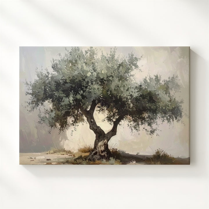 Enduring Olive Tree Canvas – Minimalist Mediterranean Nature Art - Gifitto
