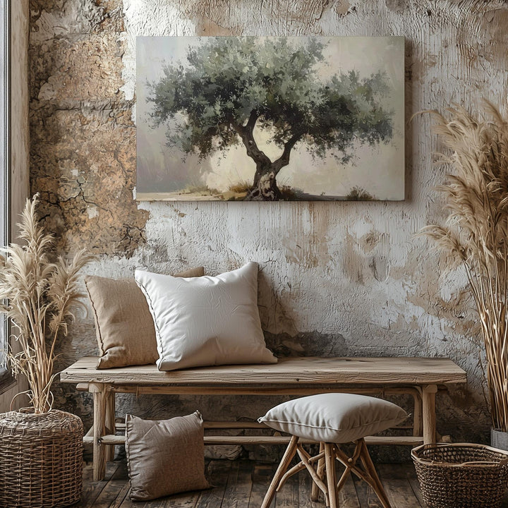 Enduring Olive Tree Canvas – Minimalist Mediterranean Nature Art - Gifitto