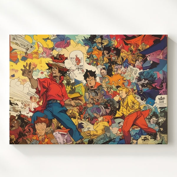 Comic Chaos Collage Canvas – Bold Cartoon Maximalist Wall Art - Gifitto