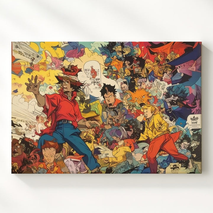 Comic Chaos Collage Canvas – Bold Cartoon Maximalist Wall Art - Gifitto
