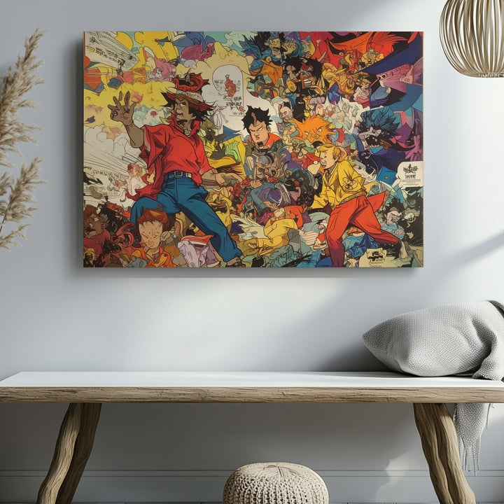Comic Chaos Collage Canvas – Bold Cartoon Maximalist Wall Art - Gifitto