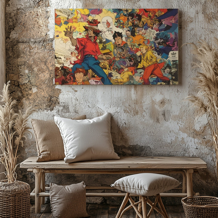 Comic Chaos Collage Canvas – Bold Cartoon Maximalist Wall Art - Gifitto