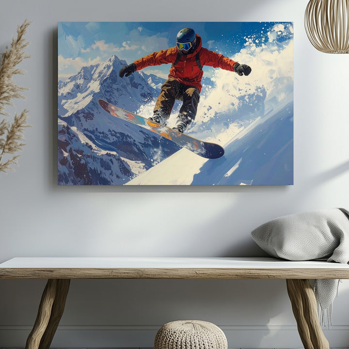 Airborne Snowboarder Canvas – High-Energy Winter Sports Wall Art - Gifitto