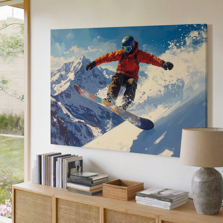 Airborne Snowboarder Canvas – High-Energy Winter Sports Wall Art - Gifitto