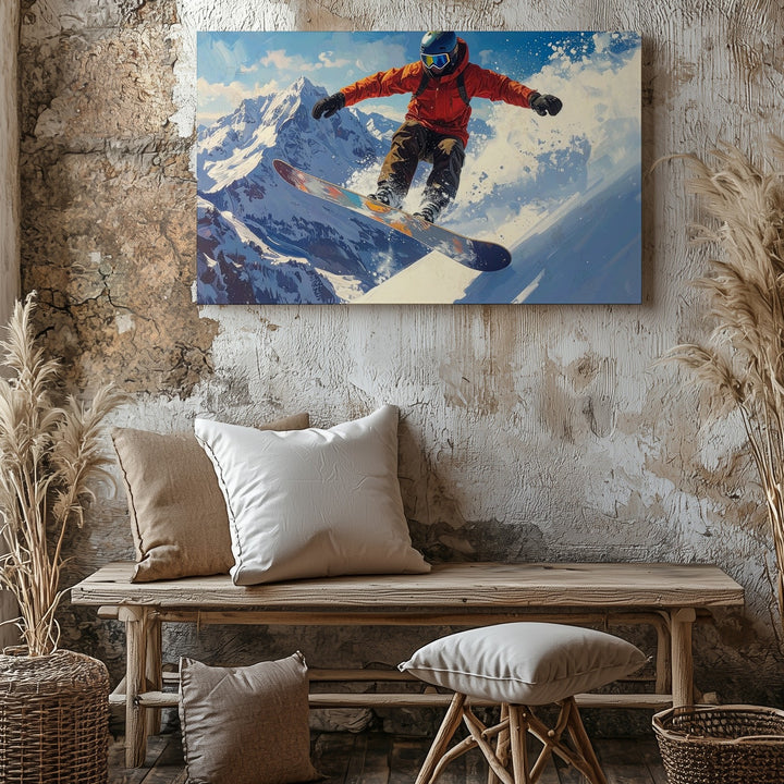 Airborne Snowboarder Canvas – High-Energy Winter Sports Wall Art - Gifitto