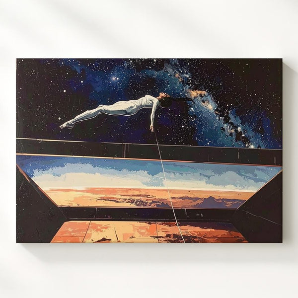 Zero Gravity Space Station Canvas – Stylized Sci-Fi Floating Figure Art - Gifitto