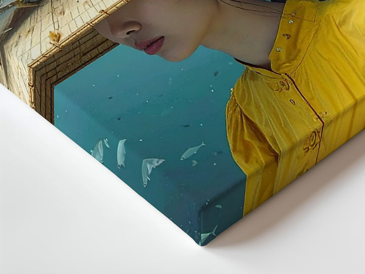Underwater Crown of Fish Canvas – Surreal Aquatic Woman Portrait Art - Gifitto