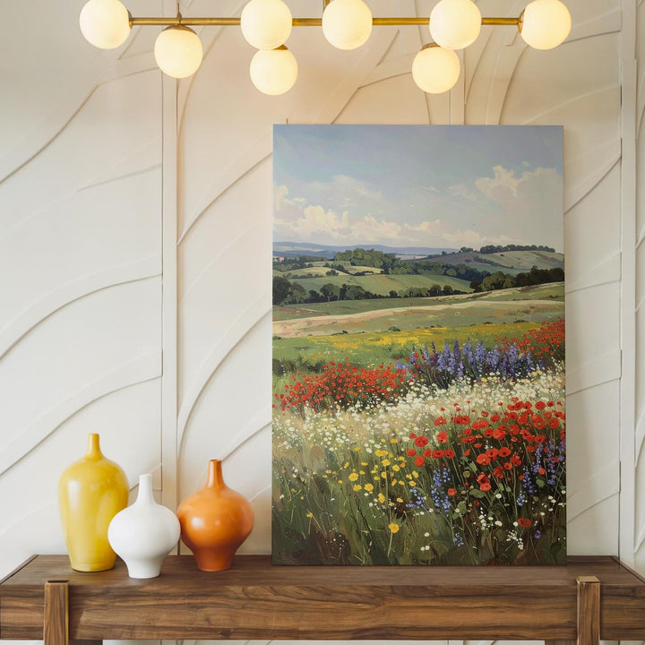 Vibrant Flower Field Canvas – Expansive Spring Landscape Wall Art - Gifitto