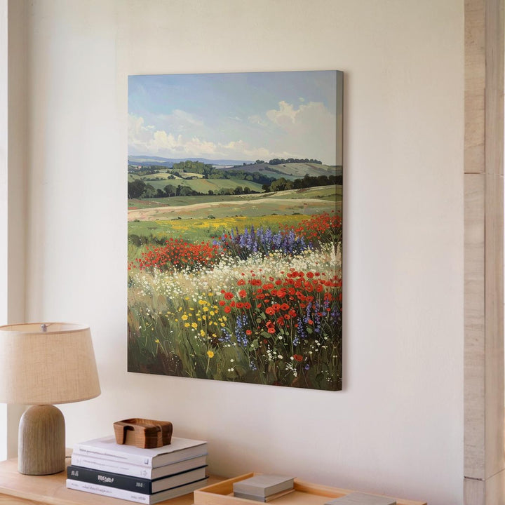 Vibrant Flower Field Canvas – Expansive Spring Landscape Wall Art - Gifitto