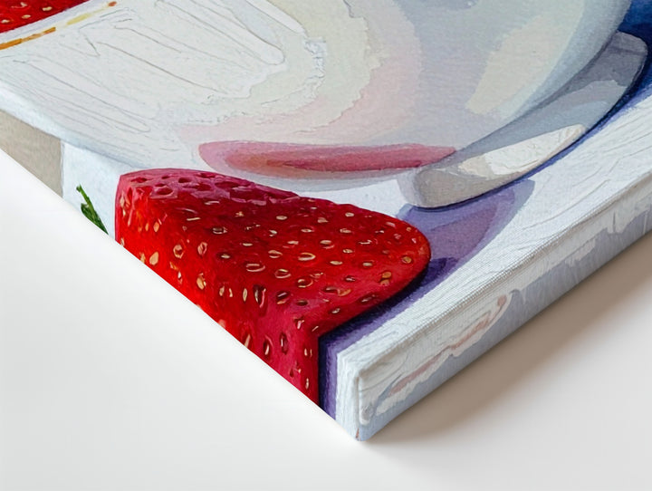 Strawberry Teacup Canvas – Whimsical Fruit Illustration with Playful Charm - Gifitto