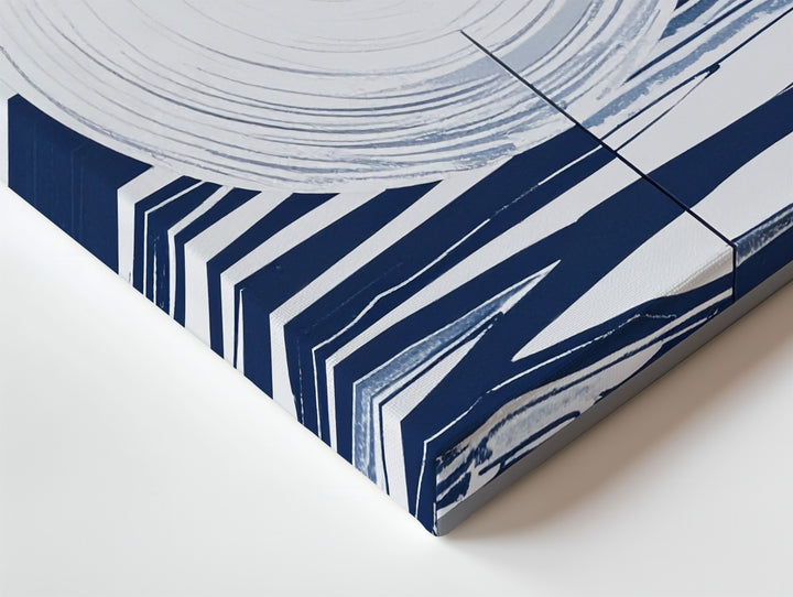 Navy Wave Moon Abstract Canvas – Geometric Modern Minimalist Art - Gifitto
