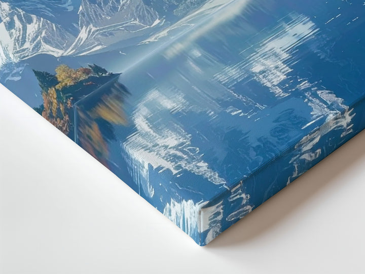 Blossom & Reflection Canvas – Panoramic Mountain Lake with Blooming Tree - Gifitto